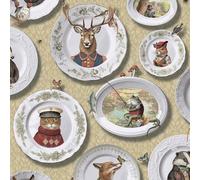 Holden 13940 Papier peint vintage Motif animaux encadrés Idéal pour les chambres, les couloirs, les toilettes ou les salons Jaune ocre