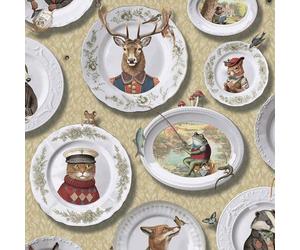 Holden 13940 Papier peint vintage Motif animaux encadrés Idéal pour les chambres, les couloirs, les toilettes ou les salons Jaune ocre