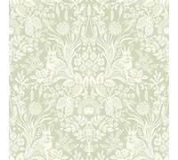 Holden Decor Harlen Papier peint damassé Arbres Fleurs Hérissons Feuilles Lapins