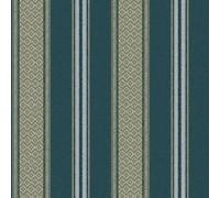 Holden Decor Ikat 14401 Papier peint à rayures Bleu sarcelle foncé mat | Revêtement mural pour salon, couloir et chambre à coucher, motif textile tissé, aspect artisanal à coller