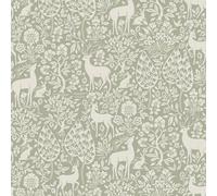 Holden Deer Woods Papier peint élégant sur le thème des animaux et de la forêt, idéal pour les chambres, les salons, les crèches, vert sauge (14160)