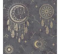 Holden Papier peint Attrape-rêves pour chambre et la salle de jeux des enfants et des tout-petits - Papier peint décoratif de luxe avec attrape-rêves, soleils, étoiles, lunes et signes astrologiques