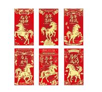Holdes Enveloppe Rouge Chinoise 2026-6 modèles chevaux fête du printemps | Pochette rouge année étalon | Cadeau Pour La Famille Les Amoureux Et Les
