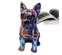 Holdes Sculpture de Bouledogue français Graffiti, Statue colorée de Bouledogue français - Creative Graffiti Art Bulldog Figurine Résine Artisanat,Ornements de Graffitis, Artisanat de décoration de