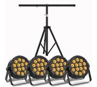 HOLDLAMP 140W 14 LED RGBW Lumière de Scène - Jeux de Lumière DJ Avec Stroboscope & Son - Par LED PACK DE 4 Avec Portique