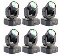 HOLDLAMP 80W Lyre 6 LED - Lumière de Scène Beam Wash Gobo DMX 4 en 1 avec Télécommande - Jeux de Lumiere DJ PACK DE 6
