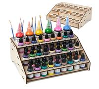 HOLDLEAF Organiseur de bouteilles de peinture en bois pour peinture de table et modélisme avec 61 trous (Ø36/26/9 mm) Organisateur de couleurs avec Vallejo, Army Painter, AK (module A)