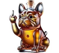 HoldOneLight Carafe à whisky design bouledogue français, bouteille décorative pour spiritueux de 300 ml, récipient polyvalent pour boissons, idéal pour homme, père et bar à la maison (Bulldog français