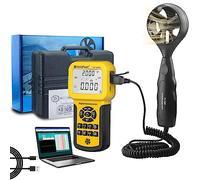 HoldPeak Anémomètre Numérique HP-856A pour HVAC, Anémomètre Portable pour Mesurer Vitesse du Flux d'air, Airflow Anémomètre CFM CMM avec Température Vent, Maintien des Données et Port USB