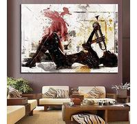 HOLEILUCK Art Abstrait Femmes Jouant Du Saxophone Toile Peinture Affiche Morden Mur Art Photos dans Le Salon Décor À La Maison 80x110cm(32x44in) Avec Cadre