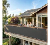 HOLEILUCK Brise Vue Balcon Exterieur 340x430cm/3.4x4.3m Anthracite,Cache Vue Balcon,Brise De Protection UV Opaque Résistant Aux Contre Vent avec Trous Et Serre Câbles pour Exterieur Terrasse