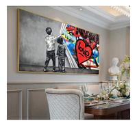 HOLEILUCK Graffiti Street Art Toile Peinture Moderne Coloré Créatif Bansky Grande Taille Impressions Mur Art Photos pour Salon 60x123cm/24x48in Sans Cadre