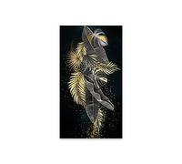 HOLEILUCK Image Moderne Salon Décor à La Maison Feuilles Grand Tableau 60x123cm(23.62x48.43in) D'or Affiches Imprime Mur Art Abstrait Toile Peinture