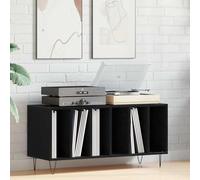 Holekex Armoire à disques vinyles aspect chêne noir, meuble bas et buffet en bois 100 x 38 x 48 cm, 6 étagères, armoire de salon avec espace de rangement pour table TV, commode, meuble phono et hi-fi