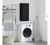 Holekex Armoire murale noire aspect chêne 34,5 x 34 x 90 cm, commode en bois avec 1 porte, étagère murale de rangement pour salon, couloir, cuisine, bureau