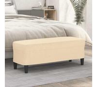 Holekex Banc crème 100 x 35 x 41 cm en tissu rembourré avec rembourrage en mousse, cadre en bois, multifonction comme coffre, ottoman, tabouret pour salon, couloir, chambre à coucher, espace de