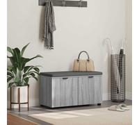 Holekex Banc de couloir avec coussin et étagère Gris Sonoma 80 x 38 x 46 cm Banc avec espace de rangement et matériau en bois pour couloir, vestiaire, entrée avec housse en tissu doux et pieds