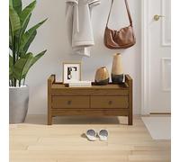 Holekex Banc de couloir en pin massif - 80 x 40 x 43 cm - Avec 2 tiroirs de rangement - Banc pour couloir, couloir, vestiaire, rangement peu encombrant - Marron miel