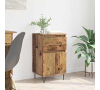Holekex Buffet en bois vieilli 40 x 35 x 70 cm avec 1 tiroir et 1 porte encastrée pour salon, couloir et cuisine
