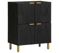 Holekex Buffet noir 60 x 33 x 75 cm en bois avec pieds en métal, meuble TV bas pour salon, meuble TV, commode, armoire, rangement avec porte pour chambre à coucher