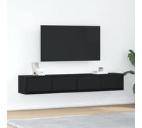 Holekex Lot de 2 armoires TV, aspect chêne noir, 80 x 31 x 25,5 cm, en bois avec tiroirs, espace de rangement, montage mural, salon, chambre à coucher, salle de jeu, étagère d'angle
