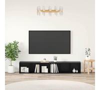 Holekex Lot de 2 meubles TV aspect chêne noir - 37 x 35 x 107 cm - Avec 4 portes et 5 étagères - Montage mural - Pour salon - Rangement multimédia
