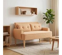 Holekex Loveseat 2 places avec boutonnière et housse bou eige, 117 x 67 x 77 cm, cadre en bois robuste, coussin de siège amovible, rembourré, idéal pour salon, chambre à coucher, couloir