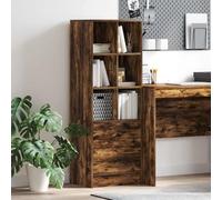 Holekex Meuble haut en chêne fumé avec 2 tiroirs, 45,5 x 34 x 127 cm, buffet, commode, armoire multi-usages, espace de rangement pour salon, salle à manger et couloir