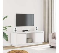 Holekex Meuble TV blanc en pin massif 110,5 x 35 x 44 cm avec espace de rangement, étagère et compartiments pour salon, chambre à coucher, home cinéma, meuble bas moderne et meuble TV
