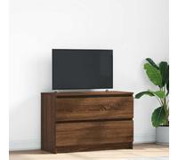 Holekex Meuble TV marron aspect chêne 80 x 35 x 54 cm avec 2 tiroirs d'espace de rangement et étagère pour salon, chambre à coucher, jeu d'angle et support pour barre de son