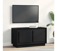Holekex Meuble TV noir aspect chêne avec 2 portes 80 x 35 x 45 cm Meuble bas moderne pour salon, espace de rangement et étagère multimédia, commode, buffet, banc, étagère