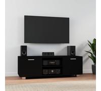 Holekex Meuble TV noir en bois 120 x 40,5 x 35 cm avec 4 compartiments, trous pour câbles et design stable pour salon, home cinéma et chambre à coucher