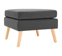 Holekex Repose-pieds rembourré en tissu gris foncé avec pieds en bois - 54 x 54 x 43,5 cm - Pouf ottoman cube pour salon, chambre à coucher, bureau comme étagère et repose-pieds