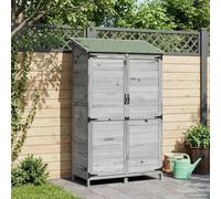 Holepyr Abri de jardin gris 106,5 x 56 x 176 cm en bois massif d'épicéa résistant aux intempéries avec porte d'aération pour espace de rangement, outils, vélo, tondeuse à gazon, barbecue, meubles