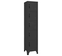 Holepyr Armoire à casier, anthracite, en acier, 38 x 40 x 180 cm, avec 5 portes verrouillables et porte-badge, idéale pour le bureau, l'école, le couloir, le garage pour ranger en toute sécurité les