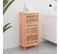 Holepyr Armoire de salle de bain en bois massif noyer - 42 x 29 x 82 cm - Avec tiroir et porte - Espace de rangement pour salle de bain et couloir - Commode avec casier et clés