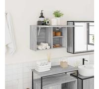 Holepyr Armoire murale de salle de bain gris Sonoma 60 x 25 x 40 cm avec porte, espace de rangement et vérin à gaz, armoire de salle de bain polyvalente pour buanderie, toilettes d'invités, rénovation
