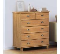 Holepyr ASKIM Commode à tiroirs en pin massif marron 91 x 40 x 95,5 cm avec 6 tiroirs de rangement pour salon, chambre à coucher, couloir et ordre
