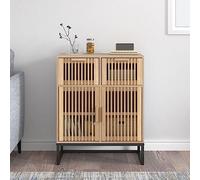 Holepyr Buffet en bois avec pieds en fer 60 x 30 x 75 cm, tiroir et porte, espace de rangement pour bureau, couloir, cave, garage, ordre et rangement de chaussures, fichiers, outils