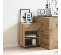 Holepyr Caisse à roulettes en chêne Artisan, 46 x 36 x 59 cm, avec tiroir et compartiment ouvert, armoire mobile pour bureau, couloir, cave avec espace de rangement et roulettes, deux roulettes