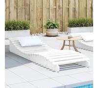 Holepyr Chaise longue blanche en pin massif - 205 x 60 x 31,5 cm - Chaise longue de jardin avec surface de couchage en forme de S - Design à lattes pour piscine, terrasse, balcon et jardin