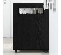 Holepyr Ensemble de meubles de salle de bain - Aspect chêne noir - En bois - 65 x 23 x 87 cm - Avec tiroir et étagère - Armoire murale pour rangement et ordre dans la salle de bain et le couloir