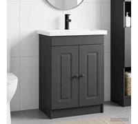 Holepyr Ensemble de meubles de salle de bain noir 78,5 x 37,5 x 81 cm en bois avec lavabo, robinet, espace de rangement, armoire de salle de bain, armoire miroir pour rénovation et intérieur