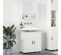 Holepyr Lot de 2 meubles de salle de bain avec porte - Blanc - En bois et métal - Montage mural - Meuble de rangement - Armoire miroir pour rénovation et organisation