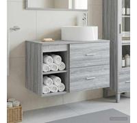 Holepyr Lot de 2 meubles de salle de bain gris Sonoma en bois Sonoma - Montage mural - Avec espace de rangement - Flexible et adaptable - Pour rénovation et organisation de salle de bain