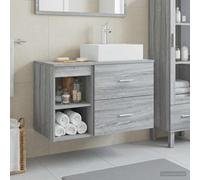Holepyr Lot de 2 meubles de salle de bain gris Sonoma - Montage mural - Avec lavabo et armoire de salle de bain - Beaucoup d'espace de rangement pour la rénovation de la salle de bain