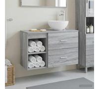 Holepyr Lot de 2 meubles de salle de bain gris Sonoma - Montage mural - Tiroirs de rangement - Meuble de lavabo - Meuble de salle de bain pour rénovation et salle de bain moderne