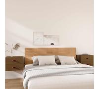 Holepyr Lot de 2 tables de chevet murales marron miel en pin massif 50 x 36 x 40 cm avec espace de rangement et plateau supérieur stable pour montage mural pour chambre à coucher et couloir