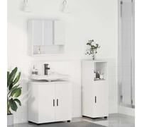 Holepyr Lot de 3 meubles de salle de bain avec porte - Blanc - En bois et métal - Montage mural - Meuble de rangement moderne - Armoire à miroir - Pour rénovation de salle de bain