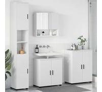 Holepyr Lot de 4 meubles de salle de bain avec porte - En bois et métal - Design moderne - Meuble de rangement - Meuble de salle de bain - Pour rénovation et montage dans les petites salles de bain